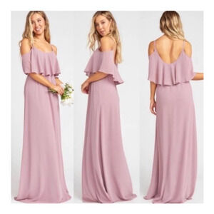 Show Me Your MuMu Caitlin Ruffle Maxi Dress Dusty Antique Rose Chiffon XXS NWT